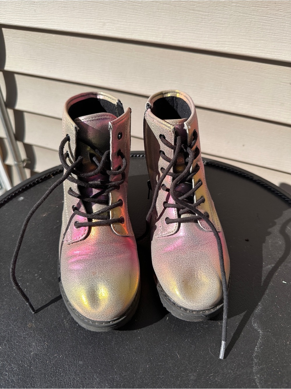 The Children's Place Iridescent Lace-Up Kids Boots - Pink, Gold, Purple